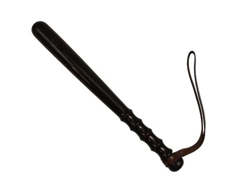 A mid 20th Century police turned wooden truncheon by Haitt, Birmingham, 38cm