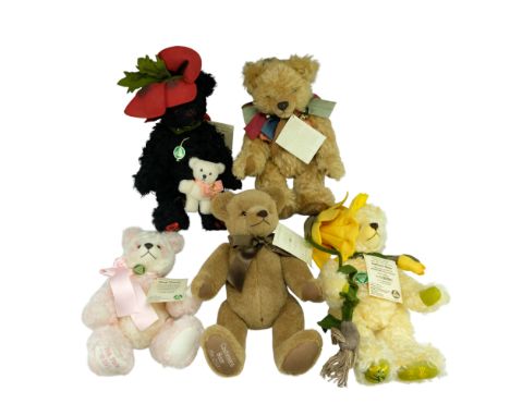 A group of six Hermann teddy bears