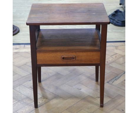 A teak single drawer lamp or bedside table, 46 cm x 37 cm x 56 cm 