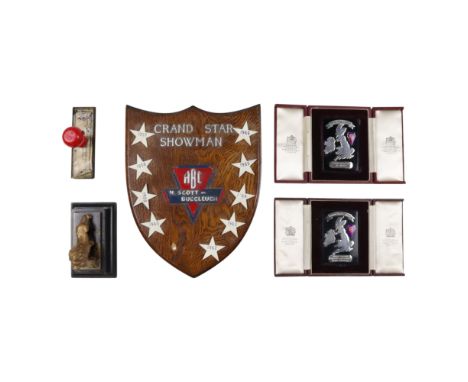 A collection of ABC (Associated British Cinemas) prize plaques awarded to one N Scott-Buccleuch, together with related items 