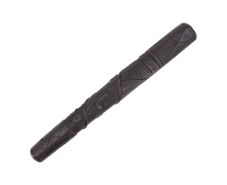An Irish carved bog oak cudgel / truncheon, 31 cm