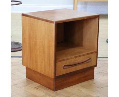 A teak single drawer lamp or bedside table, 46 cm x 40 cm x 54 cm