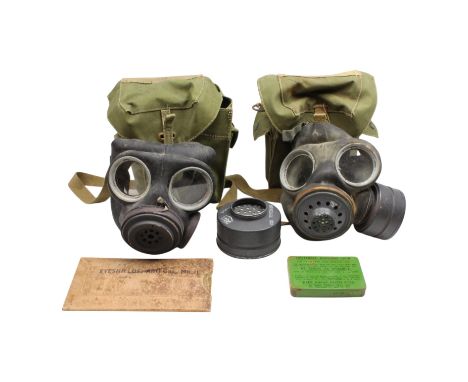 Two British Army Lightweight gas masks, one dated 1944