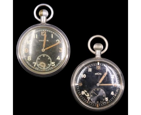 Second World War British Army GSTP pocket watches respectively by Moeris and Recta, (a/f)