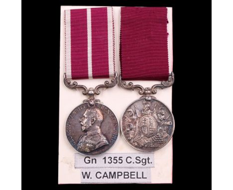 An Army Meritorious Service medal and Long Service and Good Conduct medal to C/Sgt W Campbell, Royal Scots Fusiliers / 1355 C