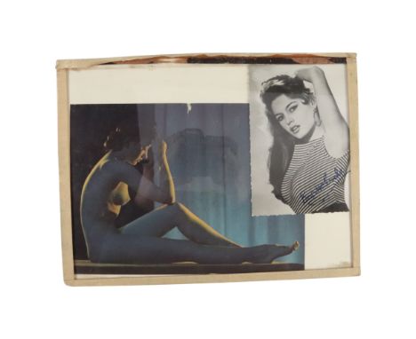 A 1960s promotional portrait photograph and a glamour print of Brigitte Bardot, framed under glass, 30 cm x 22.5 cm 