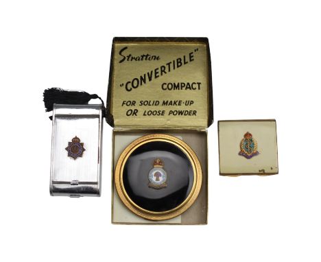 A Second World War RAAF 610 squadron sweetheart powder compact, together with an RAMC powder compact and a Devonshire Regimen
