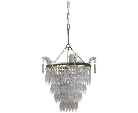 A cut glass chandelier, circa 1930s-1950s, diameter 25 cm, drop 17 cm
