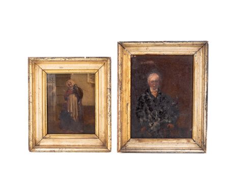 A Victorian portrait of a gentleman, inscribed verso "Taken with the help of a looking glass ********, by John Collinson, age