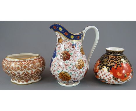 A group of three late nineteenth, early twentieth century Derby porcelain wares, c. 1890-1910.  To include a jug and two vase
