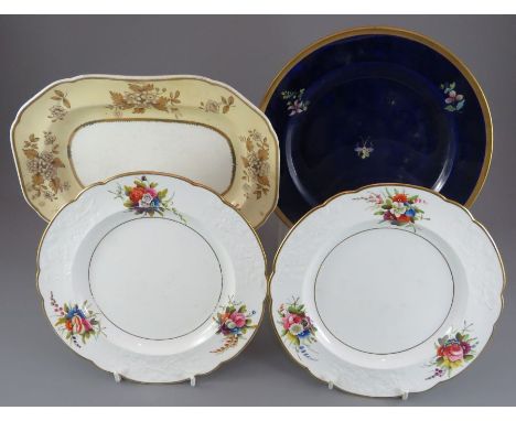 A group of early nineteenth century Spode porcelain wares, c. 1820-5. To include: two flower-embossed and hand-painted floral