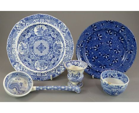 A group of early nineteenth century blue and white transfer-printed Spode wares, c. 1810-25. To include: A Girl at the Well f