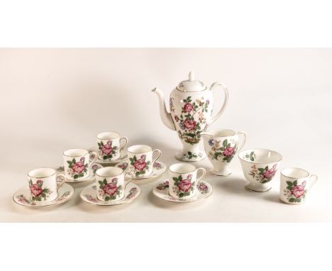 Wedgwood Charnwood coffee set to include 6 coffee cans and saucers, milk jug, sugar bowl, coffee pot and one additional coffe