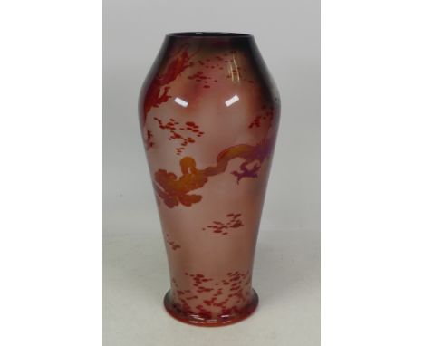 Bernard Moore Large Flambe Vase decorated with Dragons (27cm H) (1)