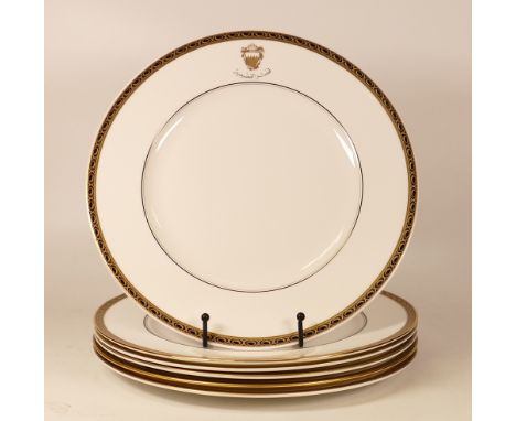 Six De Lamerie Fine Bone China heavily gilded Special Commission patterned Dinner Plates  with with Gudaibiya Palace Motif, s