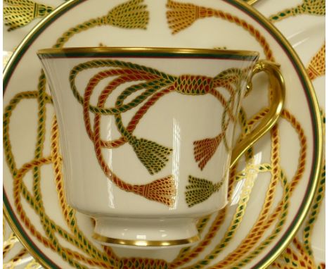 A collection of De Lamerie Fine Bone China heavily gilded  Rope &amp; Tassel patterned items  to include two trio's &amp; 4 c