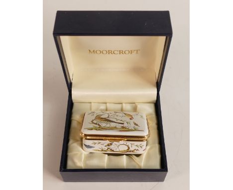 Moorcroft enamel  Redesdale lidded box by Phillip Gibson , Limited edition 12/250 . Boxed . Length 6cm