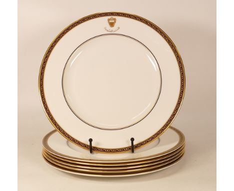 Six De Lamerie Fine Bone China heavily gilded Special Commission patterned Dinner Plates  with with Gudaibiya Palace Motif, s