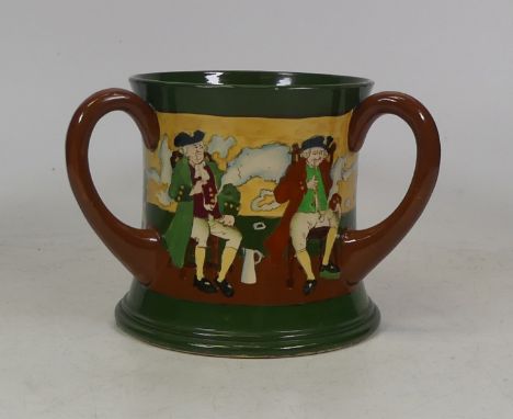 Foley Intarsio Three Handled Tyg model No.3342 by Charles Wileman decorated with Tavern Scenes (12.5cm H) (1)