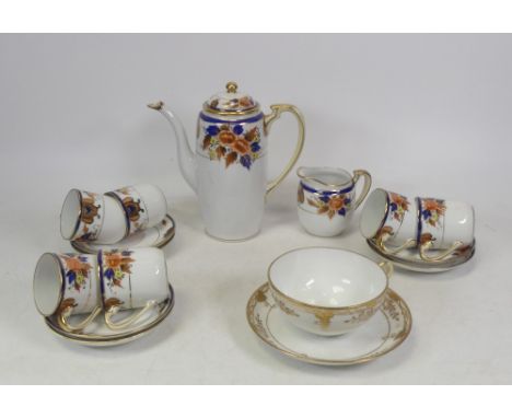 Noritaki Part Coffee Set to Include Coffee Pot, Six Coffee Cans, Six Saucers and a Milk Jug also A Nippon (Pre 1921 Back Stam
