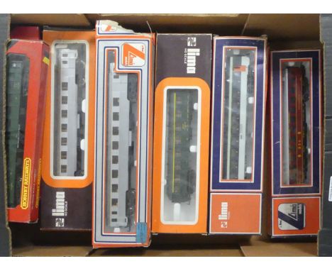 Selection of Boxed Hornby and Lima OO Gauge Passenger Carriages. Untested and in various condition (1 Tray)