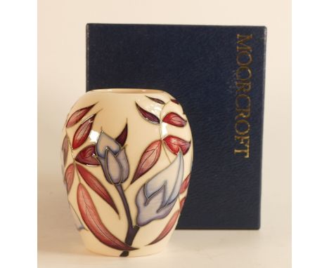 Moorcroft Jacob's Ladder vase . Boxed, height 9cm