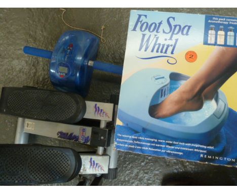 A mixed lot to include a Foot Spa Whirl, a Body Sculpture Torso Trainer, and a Body Sculpture Step Machine (3)
