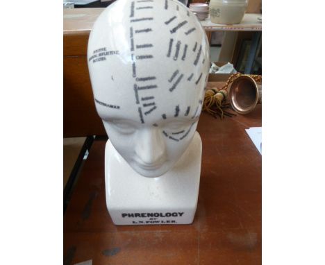 A ceramic Phrenology head stamped by L.N. Fowler, 337 Strand London