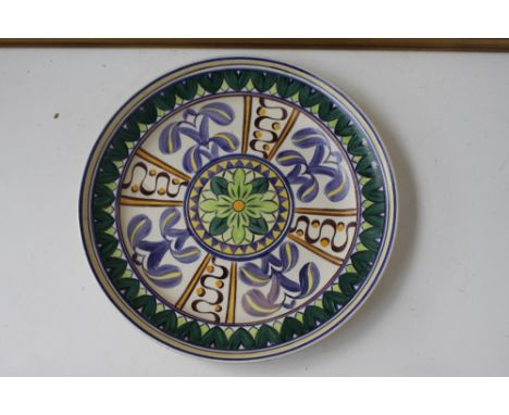 T.G Green Ltd. ceramic charger, hand painted, of floral geometric design, pattern number 3434, green mark to base, 35cmD