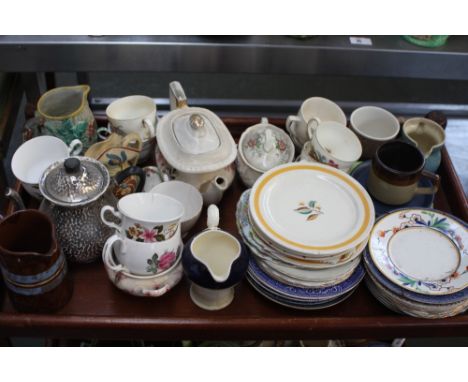 A large quantity of teawares to include Royal Alma Staffordshire Ironstone, Rodgeways 'Apple blossom', Copeland Spode, Spode 