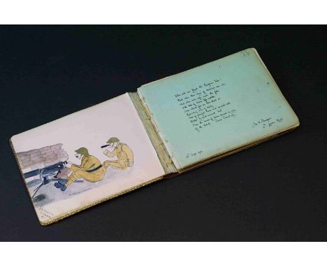 A British World War One Casualty Reminiscence Album, Contains Photographs, Drawings In Colour &amp; Pencil &amp; Poetry By A 