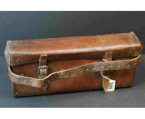A British Military Brown Leather Satchel For A .303 Machine Gun Tripod By Barker &amp; Co, Marked With The British Broad Arro