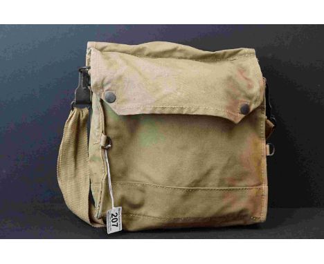 A British World War Two Cloth Gas Mask Bag Complete With Contents, Marked With The British Broad Arrow And Dated 1941. 