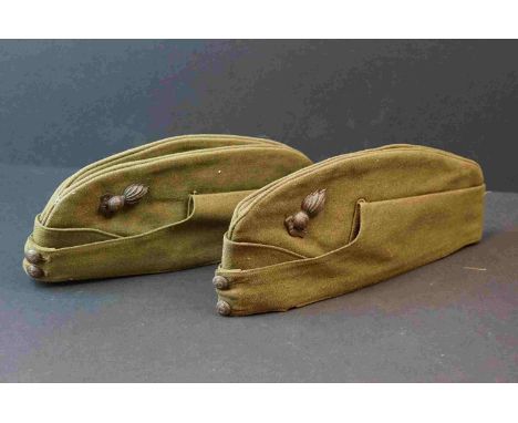 Two British Army Officers Side Caps, One Marked To The Army Service Corps And The Other To The Surrey Yeomanry (Queen Marys R