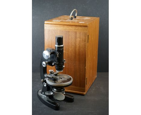A British Military Issued Cooke, Troughton &amp; Simpson Wooden Cased Microscope Complete With Accessories, Marked With The B