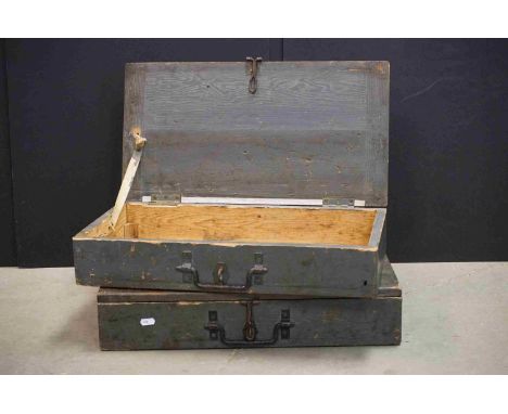 Two World War Two 1944 Dated Wooden Merlin Engine Parts Boxes. 