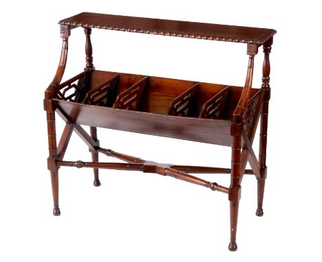 A LATE 19TH CENTURY CHIPPENDALE STYLE MAHOGANY BOOKCASE with gadrooned top above an angled partitioned shelf joined by a turn