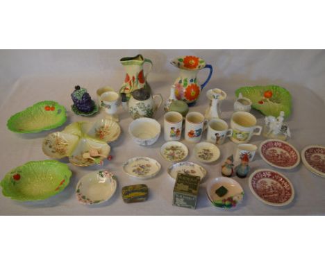 Quantity of ceramics including Winnie the Pooh mugs, Spode, Royal Worcester, Beswick leaf dishes etc (some AF)