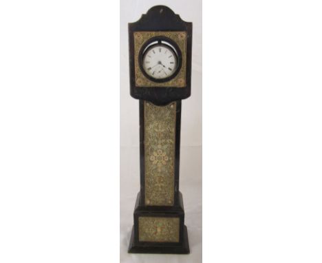 Miniature quilled grandfather clock encasing a silver pocket watch (missing glass) Birmingham hallmark H 37 cm