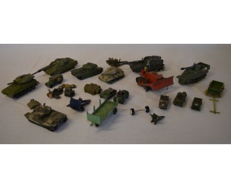 Quantity of die cast army vehicles including Dinky and Corgi (playworn)