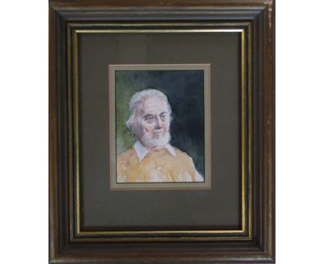 Watercolour portrait of an elderly gentleman by Baz East (b.1938) 30 cm x 34.5 cm (size including frame)
