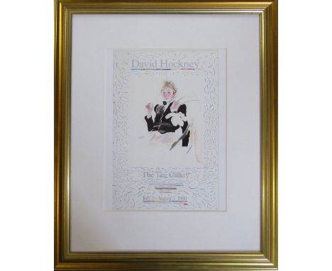 David Hockney lithographic exhibition poster 48 cm x 58 cm (size including frame)