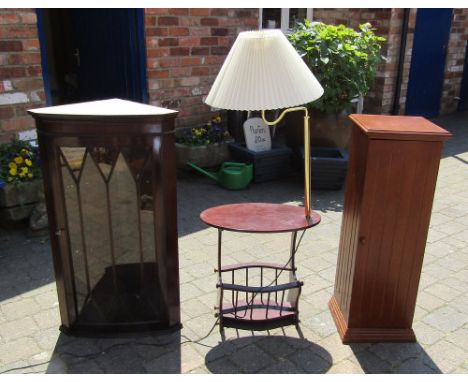 Georgian style corner cupboard, magazine rack & Lamp & a cd cabinet