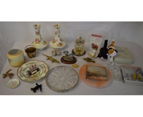 Various ceramics including Indian tree, brass nut crackers, modern anniversary clock etc