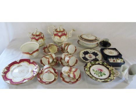 Mid 19th century tea set (af) and other assorted ceramics inc Royal Worcester