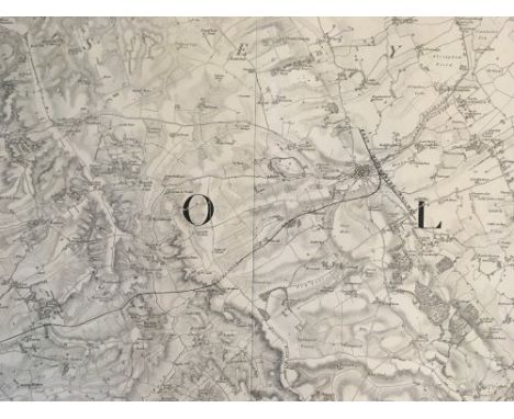 David N Robinson collection - Rolled canvas backed 19th century map of Lincolnshire with part of the Louth railway line over 