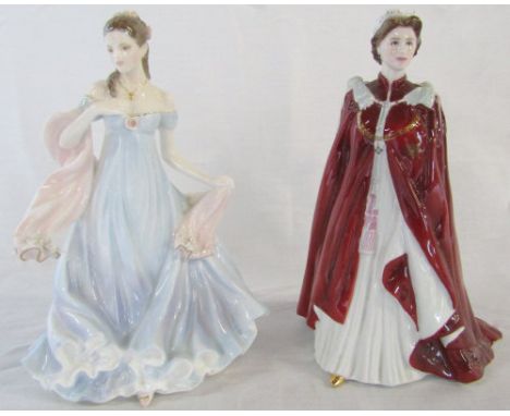 Royal Worcester 'In celebration of the Queens 80th birthday 2006' figurine & Royal Worcester 'With all my heart' figurine