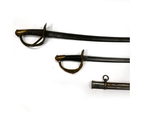 A continental cavalry trooper's sword with curved blade (92cm) by Weyersburg stamped with a crowned AA and with a wire bound 