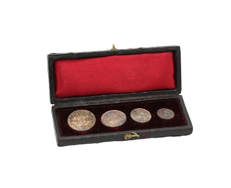 1890 Queen Victoria Maundy Money silver four-coin Jubilee Head set in a historic presentation box (S 3932). Includes (1) 1890