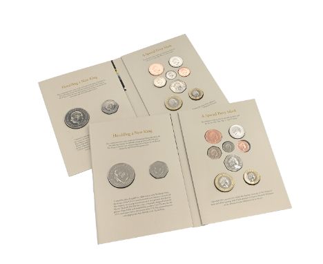 Group of two (2) 2022 UK brilliant uncirculated Queen Elizabeth II Memorial 13-coin annual sets in original folder packaging.